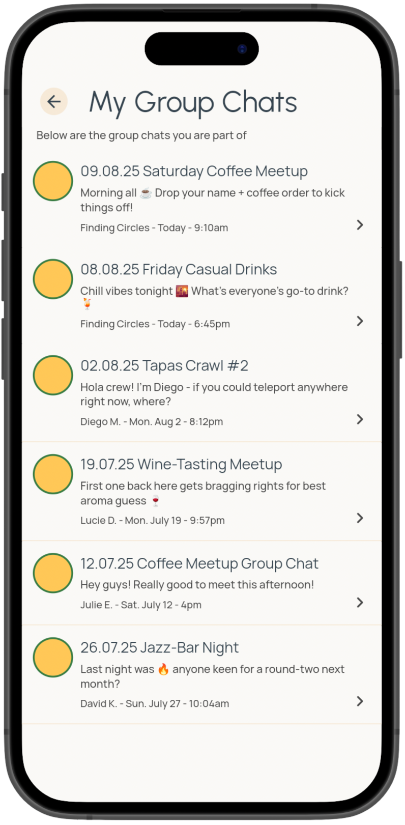 Group chats are created 24hrs before.